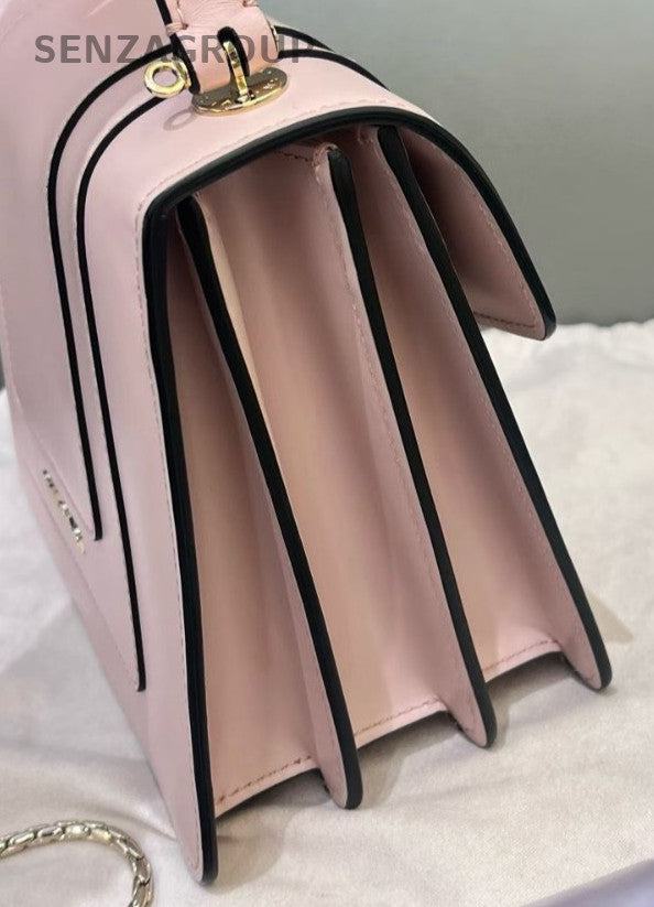 BVLGARI Serpenti Forever Top Handle Bag Chain Crossbody Pink Gold Women Classic