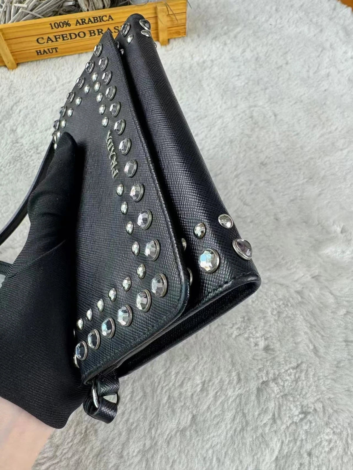 Prada Rivet Gem WOC Chain Crossbody Bag For Women