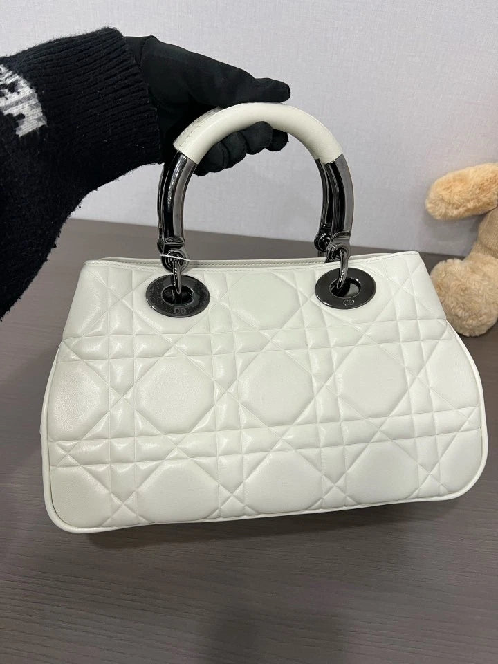 Dior White Lady 95.22 Small Top Handle Handbag For Women