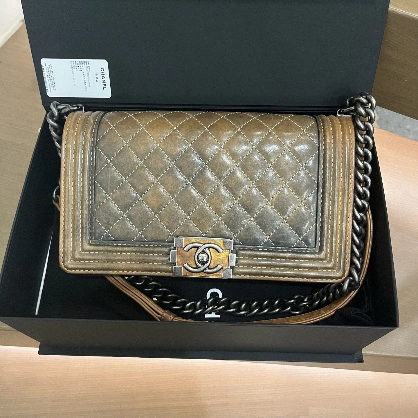 Chanel Leboy MM Shoulder Bag Crossbody Bag Brown Women Claasic