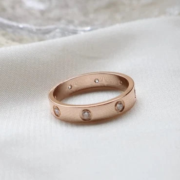 Excellent Cartier Love Small Band Ring 18k Rose Gold 8P Diamonds EU56/US7.5