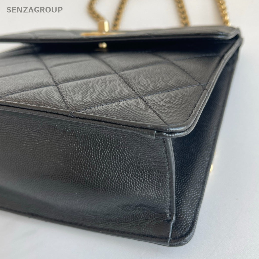 Chanel 23A Diamond Calfskin Chain Backpack Black Gold Women Classic Fashion