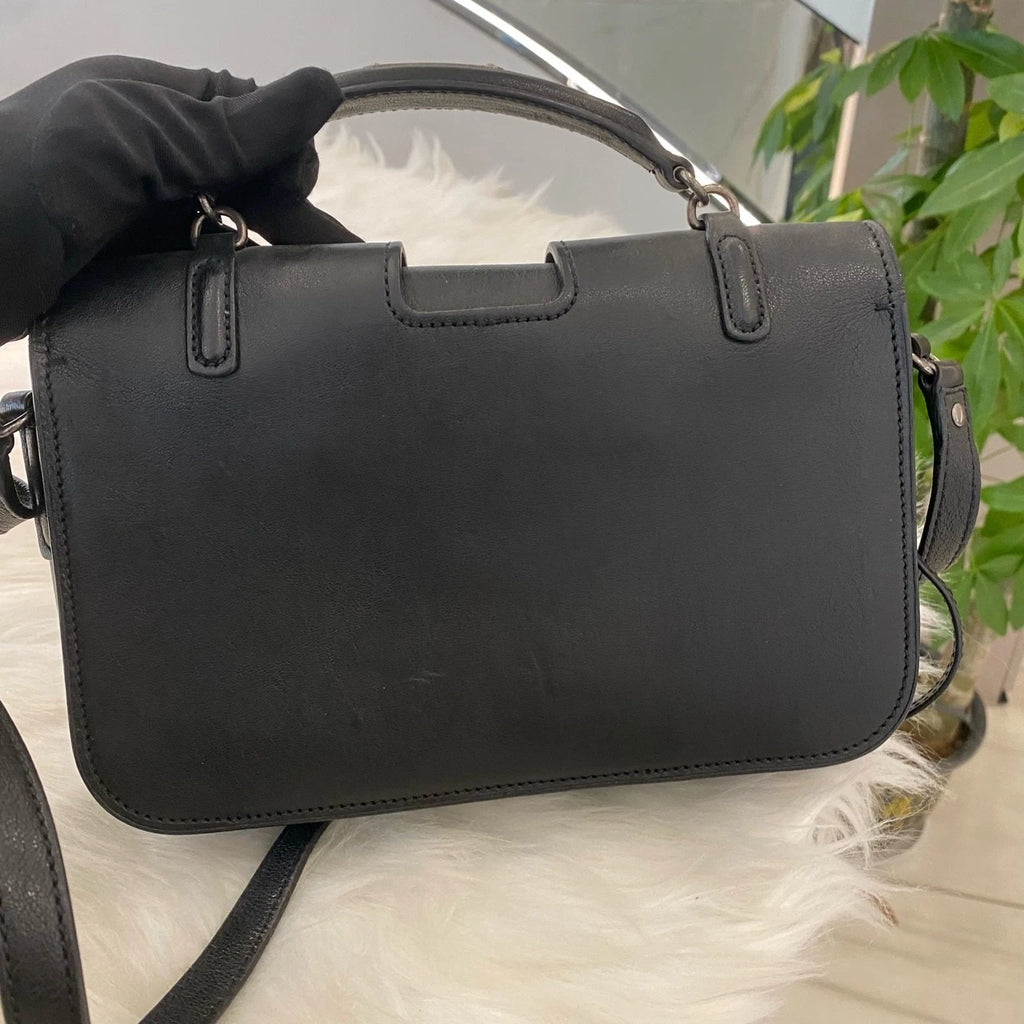 Saint Laurent Black Silver Messenger Bag, Classic Women's Handbag