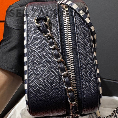 Chanel Vanity Case Navy Blue Calfskin Chain Shoulder Crossbody Bag Women