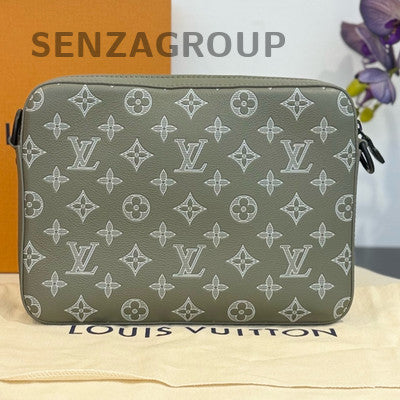 Louis Vuitton Trio Monogram Green Messenger Bag Black Hardware Women
