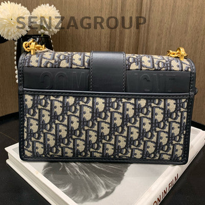 Dior Montaigne 30 Oblique Chain Shoulder Crossbody Bag Black Gold
