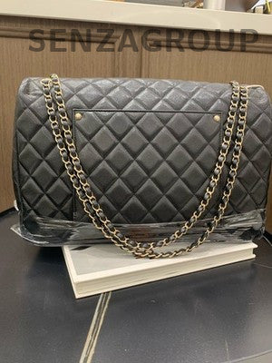 Chanel Classic Flap Black Gold Calfskin Quilted Chain Shoulder Bag