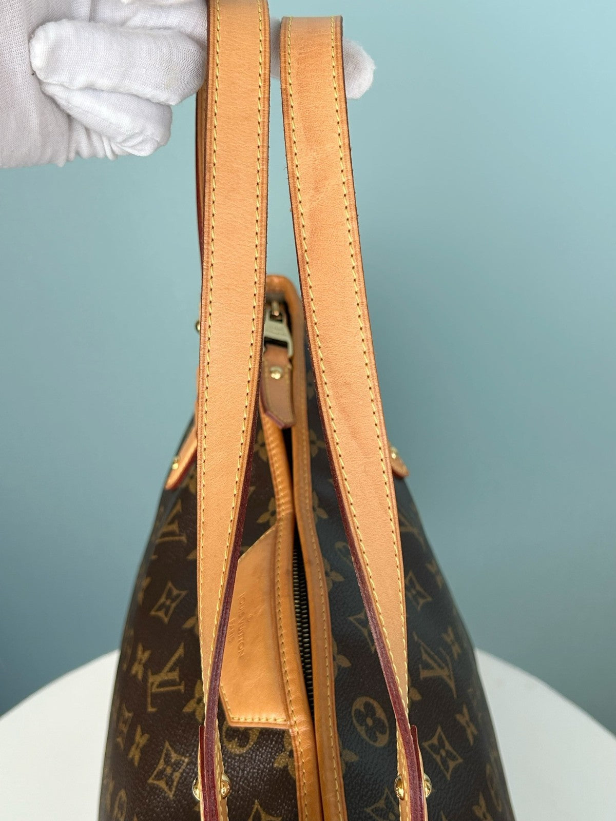 Louis Vuitton Hunting Monogram Tote Top Handle Shoulder Crossbody Brown Women