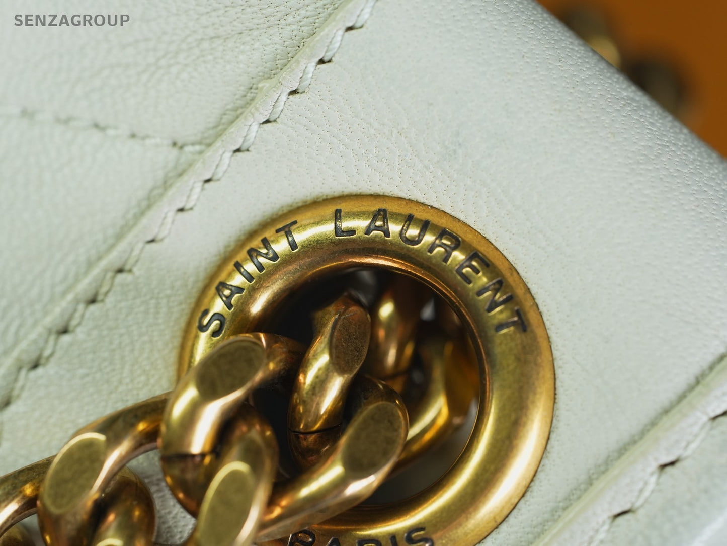 Saint Laurent YSL Niki medium White with gold Leather Shoulder Crossbody bag