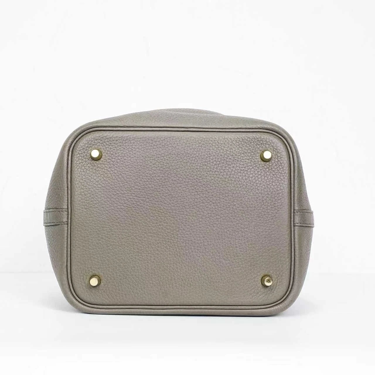 Hermes Picotin22 Gray Leather Gold Hardware Bucket Handbag Excellent