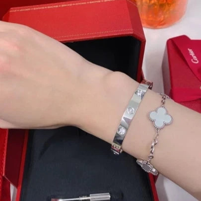 Excellent Cartier Love Classic 6.1mm Bangle Bracelet 18k White Gold Size17