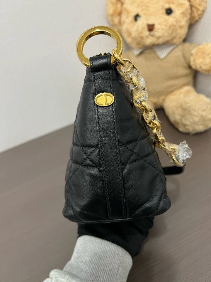 Dior Black Gold Lunch Box Shoulder Bag For Women