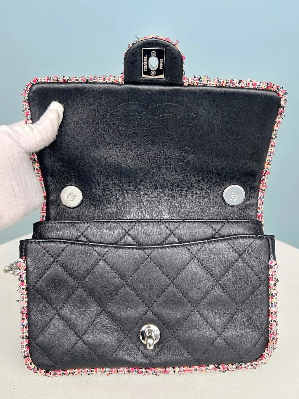 Chanel Classic Flap Crossbody Shoulder Bag Black Lambskin Women Classic