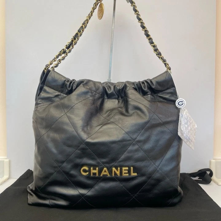 CHANEL 22Bag Black Medium Tote Bag Gold Hardware For Women