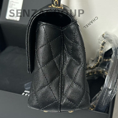 Chanel Coco Handle Black Caviar Small Quilted Chain Shoulder Bag