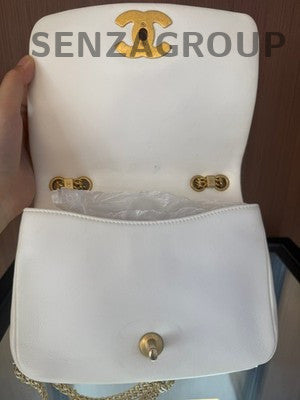 Chanel Métiers d'Art White Gold Quilted Chain Shoulder Crossbody Bag