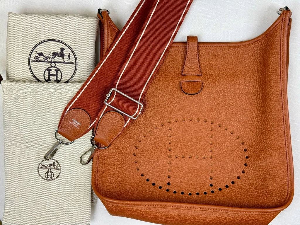 Hermes Evelyne Brown TC Leather Silver Hardware Shoulder Bag For Women