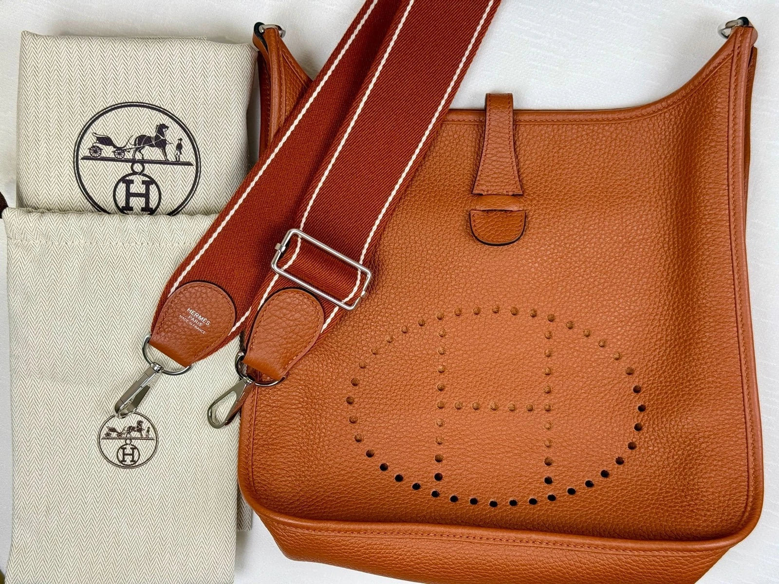 Hermes Evelyne Brown TC Leather Silver Hardware Shoulder Bag For Women