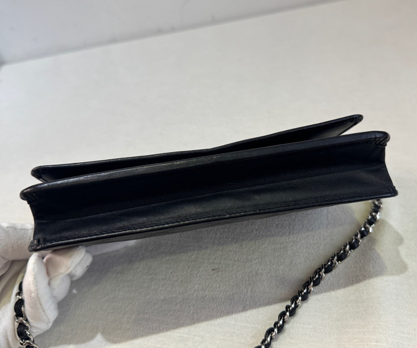 Chanel Cambon WOC Chain Shoulder Bag Crossbody Black Silver Women Classic