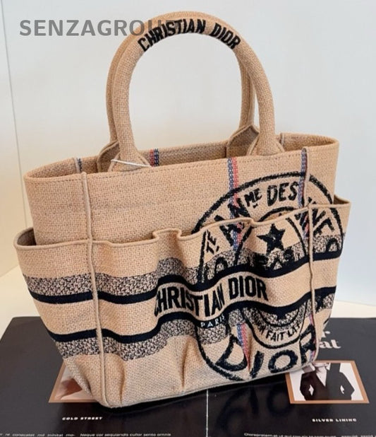 Christian Dior tote mini Embroidered badge graffiti Top Handle bag  Women Canvas