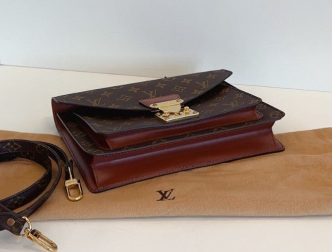 Louis Vuitton Vintage Monceau Monogram Top Handle 2way Shoulder Handbag Brown