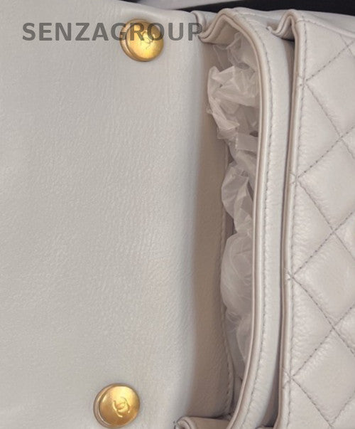Chanel Classic Flap Mini Chain Shoulder Bag Crossbody Gray Gold Women Designer