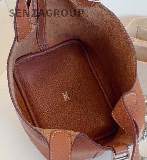 Hermes Picotin Lock Silver Hardware Tote Bag Brown Women Classic Designer