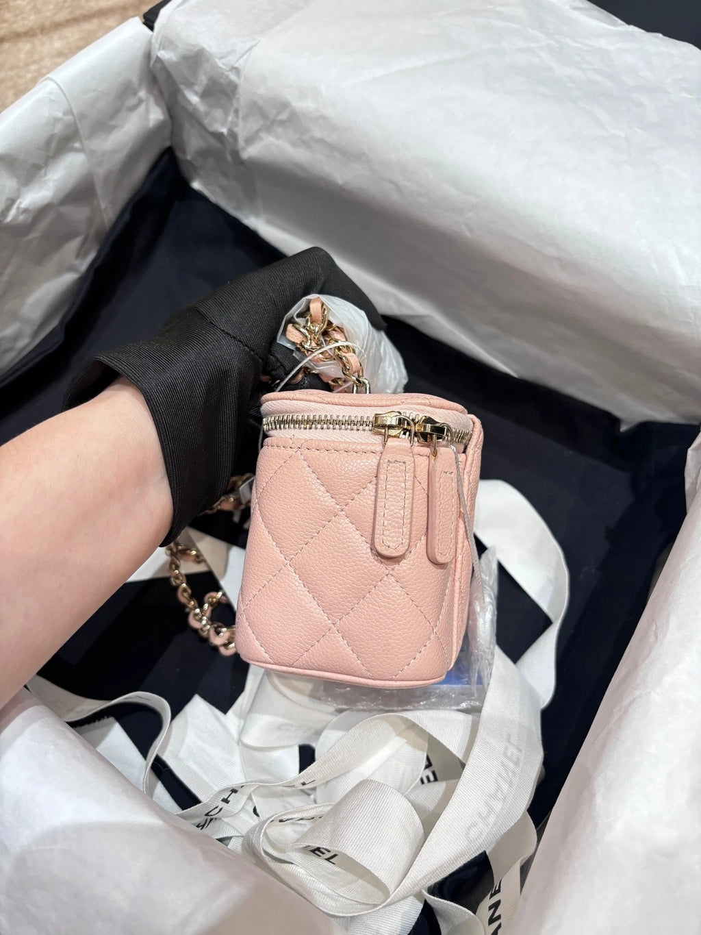 CHANEL Sakura Pink Leather Mini Box Bag For Women