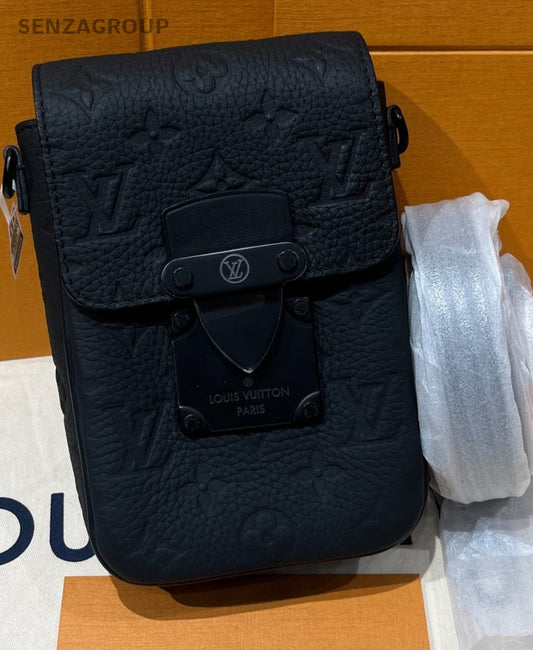 Louis Vuitton S-lock Embossed Camera Shoulder Crossbody Bag Black