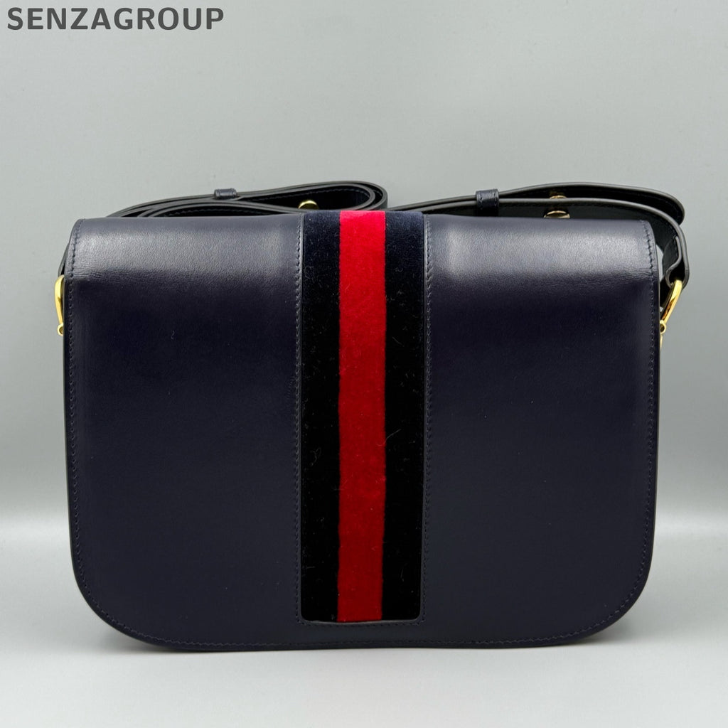 Gucci 1955 Shoulder Crossbody Bag Black Gold Classic Women's