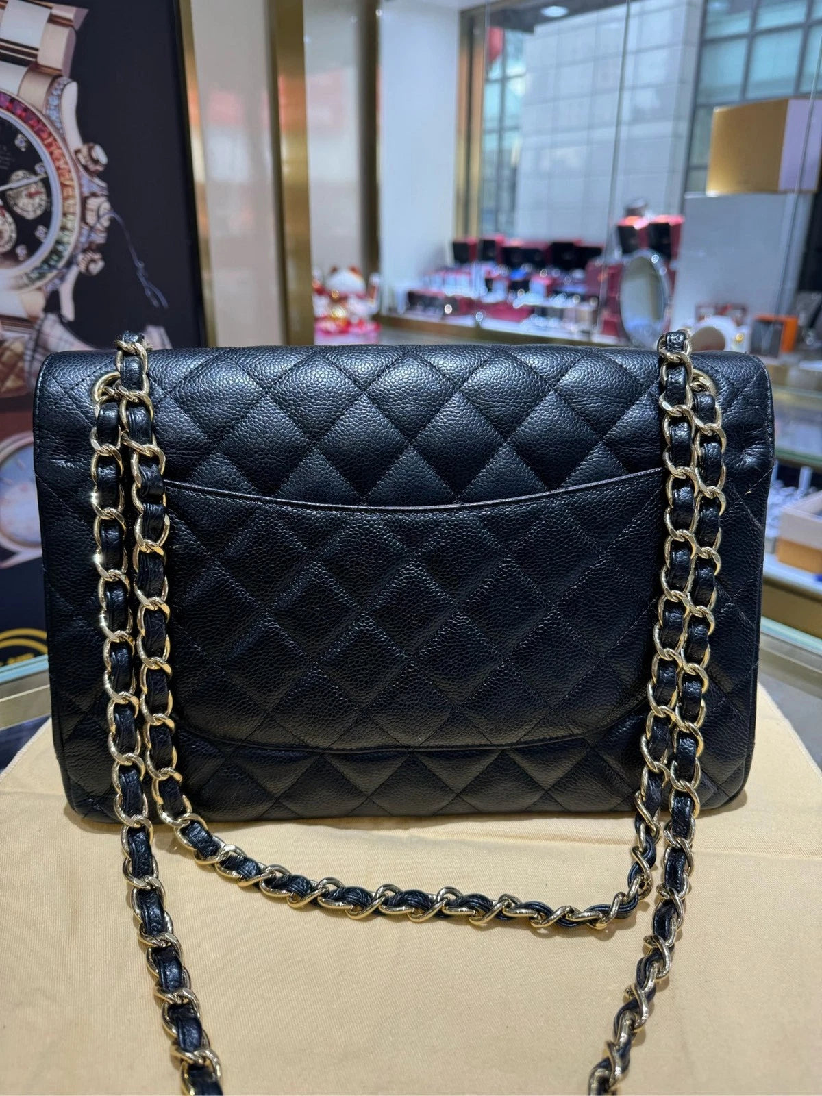 CHANEL CF Jumbo Black Leather Shoulder Crossbody Bag For Women