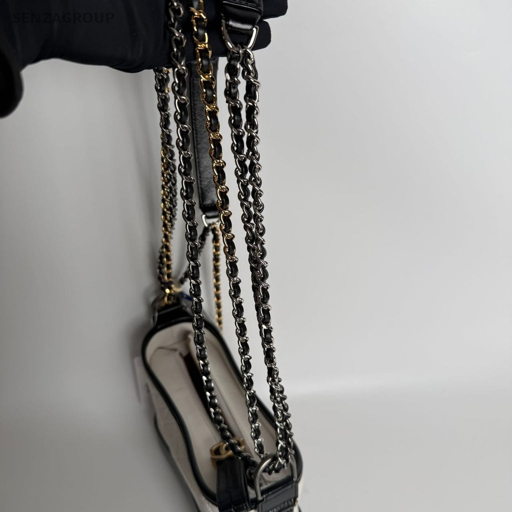 SJ0001 Chanel Gabrielle Small Hobo Bag in Black & White Quilted Leather