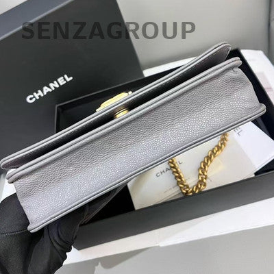 Chanel Grey Gold Hardware Le Boy WOC Chain Quilted Shoulder Bag