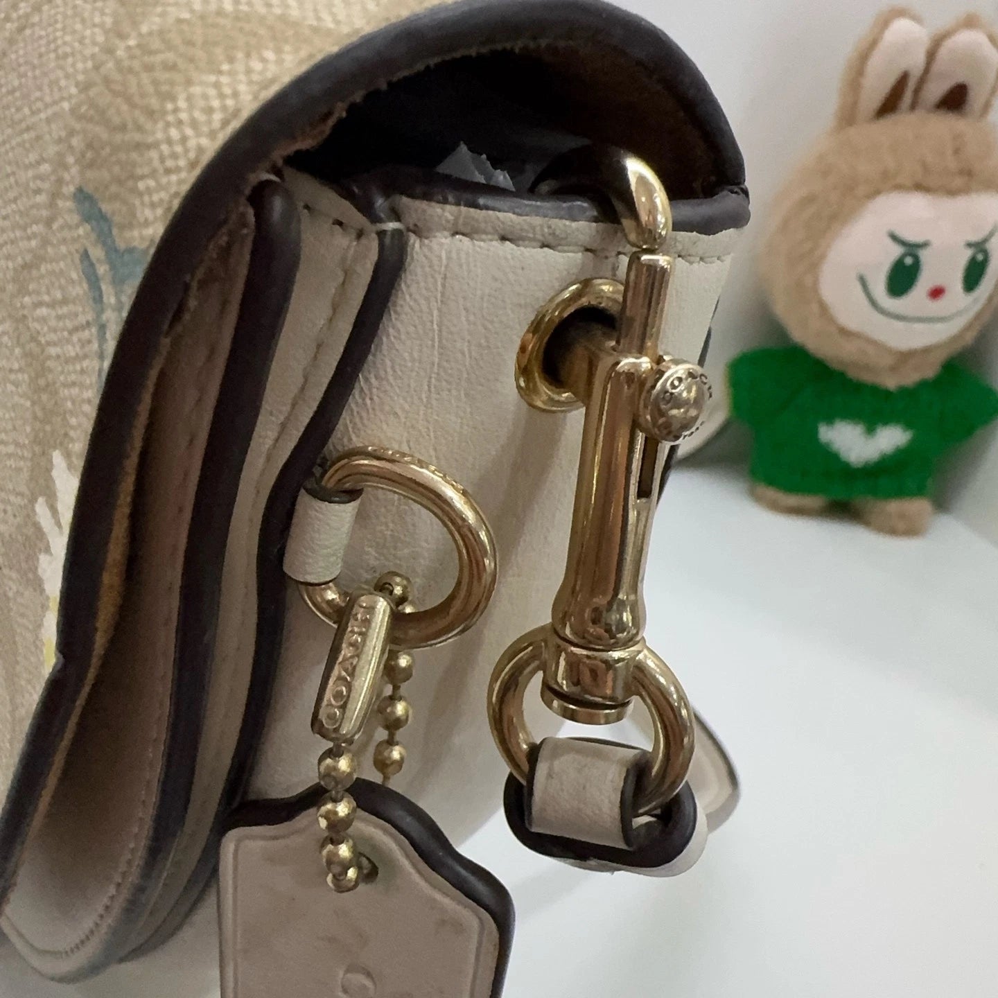 Coach Ellen Daisy Print Canvas Leather Saddle Crossbody Bag For Women