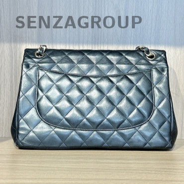 Chanel CF Jumbo Black Caviar Leather Shoulder Crossbody Bag Women