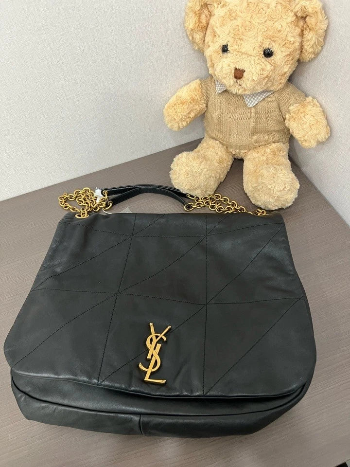 YSL Saint Laurent Black Gold Large Jamie Shoulder Bag For Women