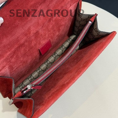 Gucci Dionysus Medium Chain Bag in Red Suede with Silver Hardware