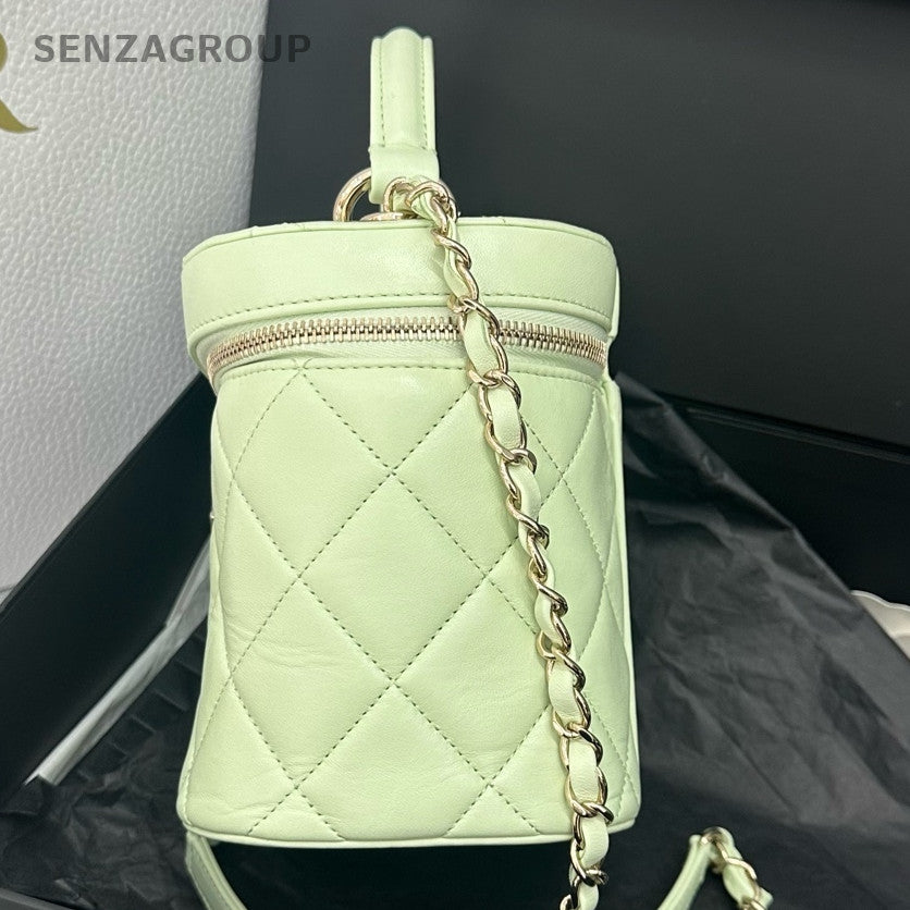 Chanel Trendy CC Lambskin Cosmetic Chain Shoulder Bag Green Gold Hardware