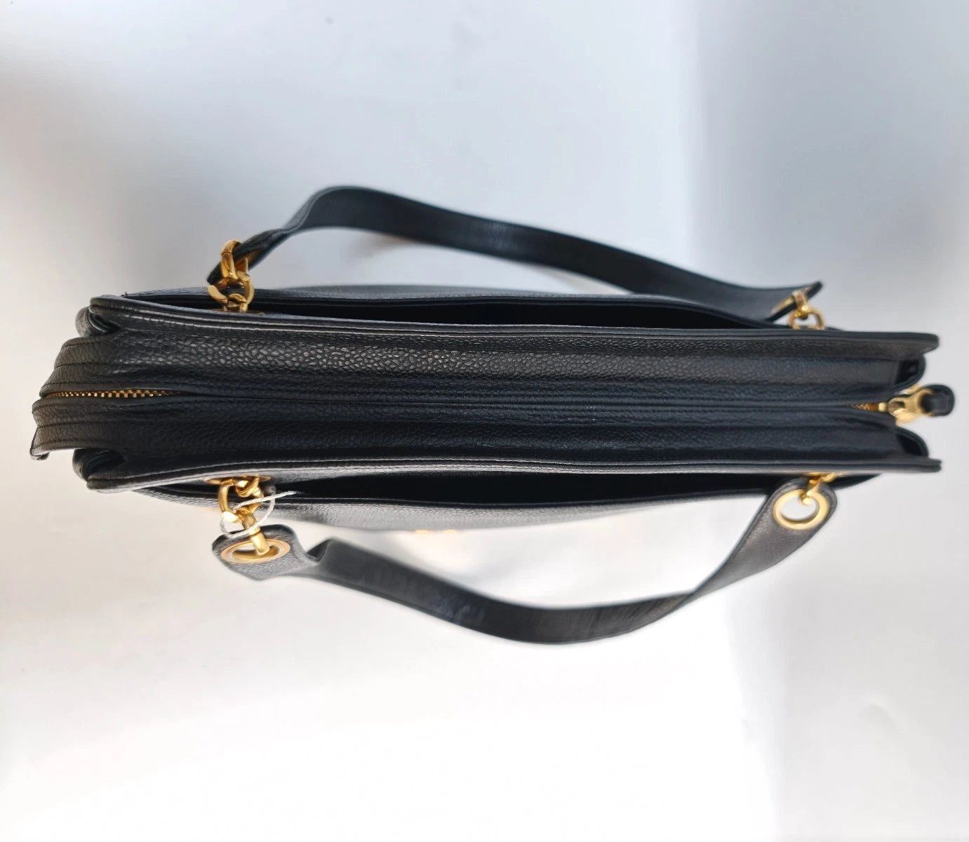 Chanel Vintage Tote Bag Shoulder Bag Black Gold Hardware Women Classic
