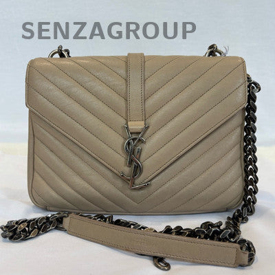 Saint Laurent Chain Shoulder Crossbody Bag Women Gray Silver Classic Fashion