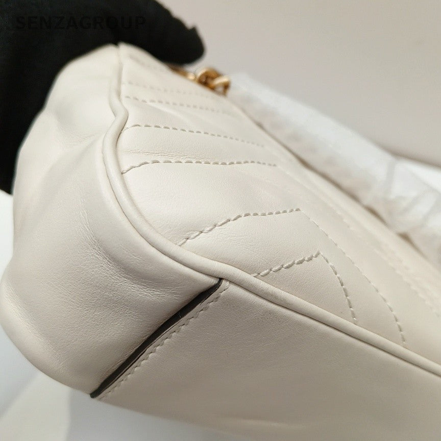Gucci Marmont22 Chain Shoulder Bag Crossbody White Gold Women Classic Fashion