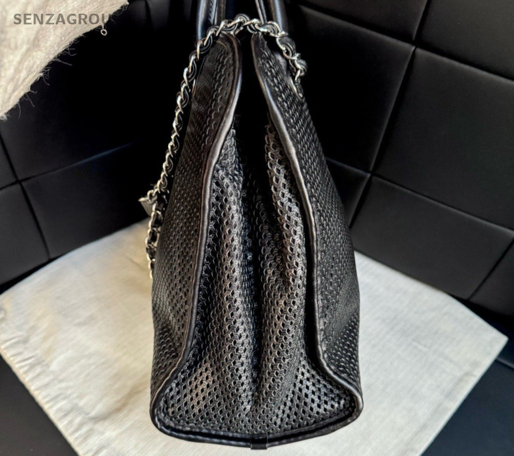 Chanel Tote Chain Calfskin Shoulder Bag Top Handle Bag Black Women Classic