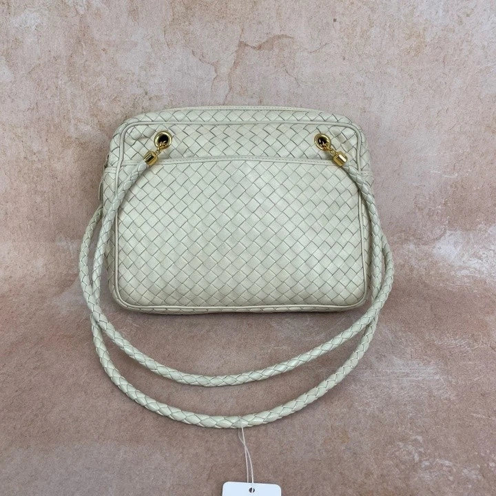 Bottega Veneta Yellow Lambskin Woven Tote Shoulder Bag For Women