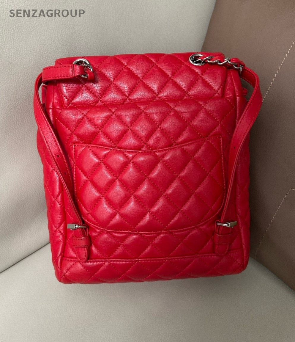 CHANEL Salzburg Backpack PM Lambskin Chain Shoulder bag Red Women