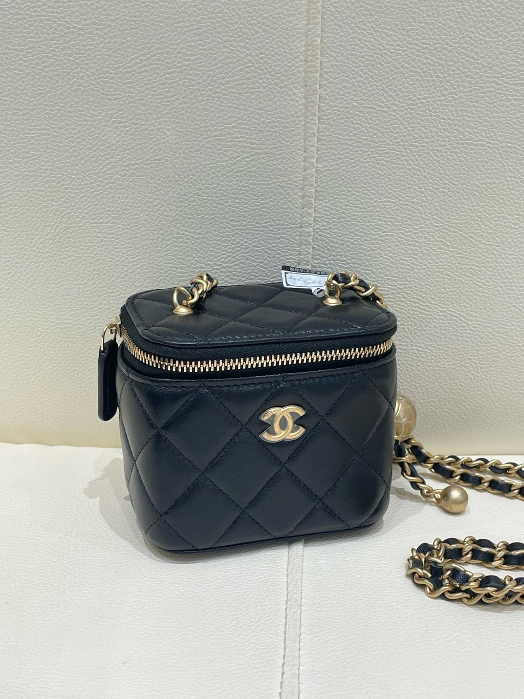 CHANEL Black Lambskin Gold Ball Mini Box Crossbody Bag For Women