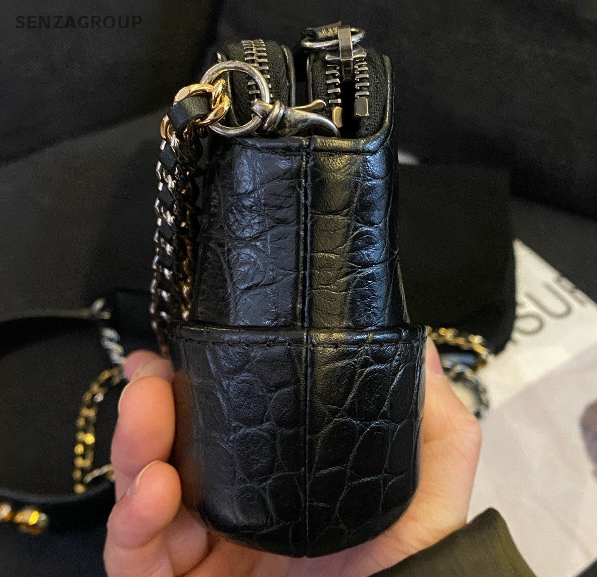 Chanel Gabrielle Mini Chain Shoulder Bag Black Gold Women Classic Fashion