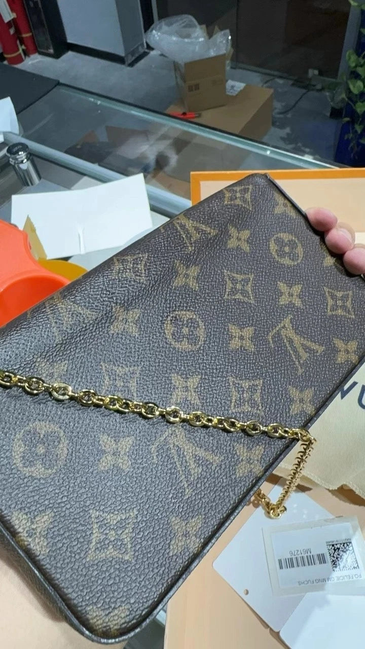 Louis Vuitton Felicie Pochette Monogram Brown Canvas Crossbody Shoulder Bag