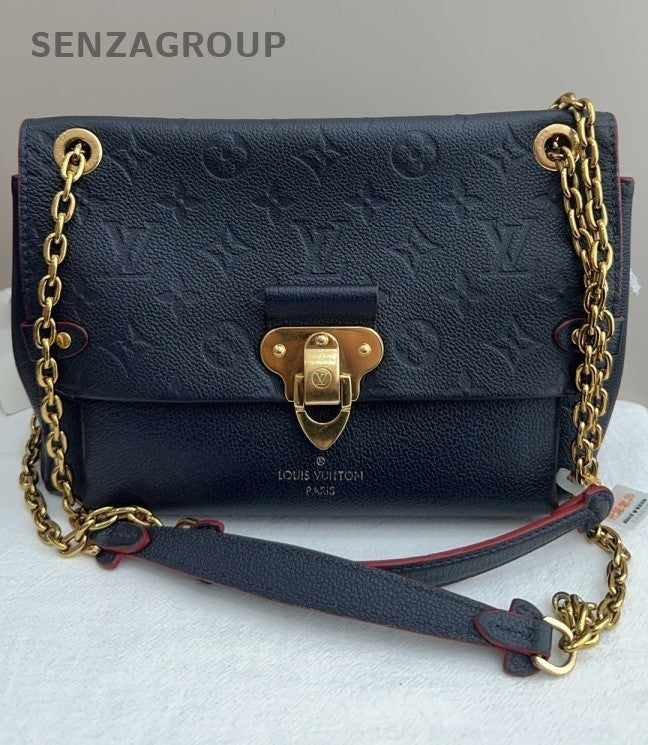 Louis Vuitton Vavin MM Monogram Chain Shoulder Bag Blue Gold Women Fashion