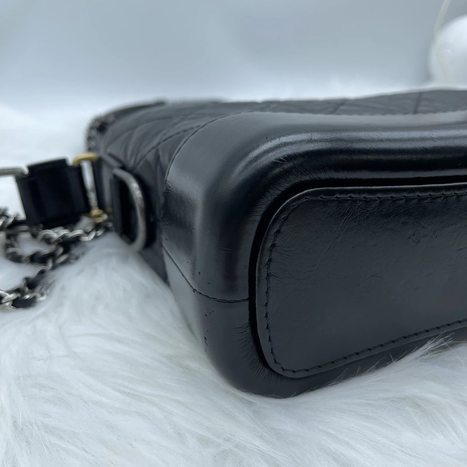 CHANEL Gabrielle Vintage Black Calfskin Shoulder Crossbody Bag For Women
