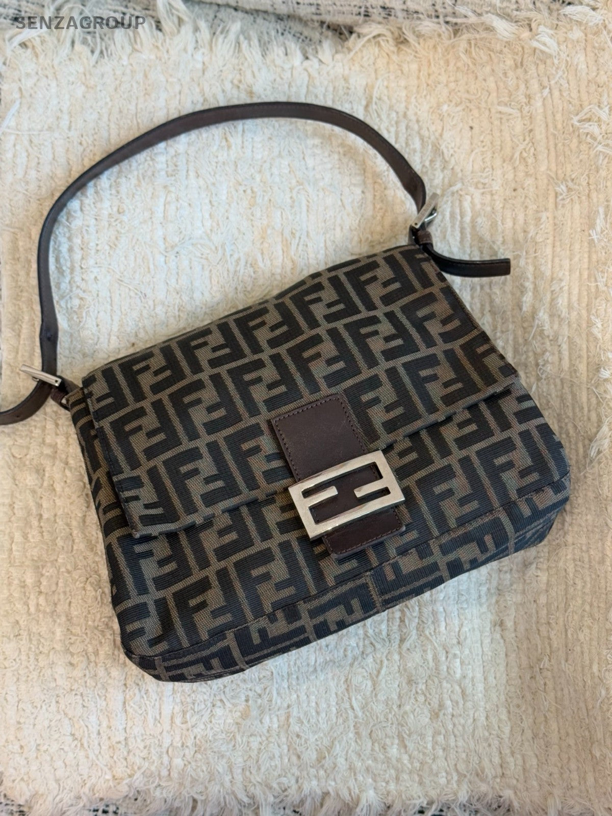 FENDI FF Vintage Monogram Shoulder bag Brown Classic Women